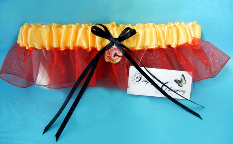 Calgary Flames Inspired Garter with Licensed Charm